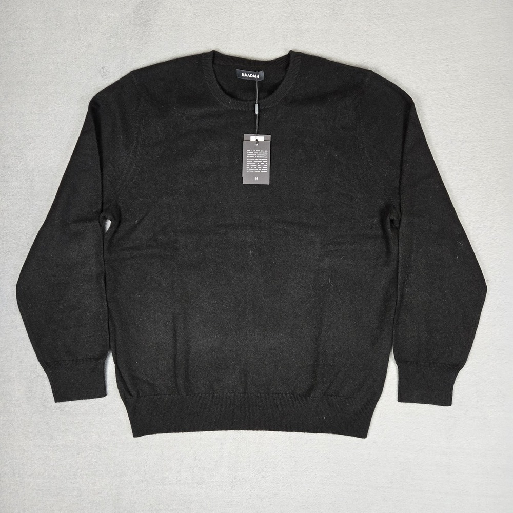 Naadam Sweater Mens XL‎ The Original Cashmere Black Crewneck Preppy Classic NWT